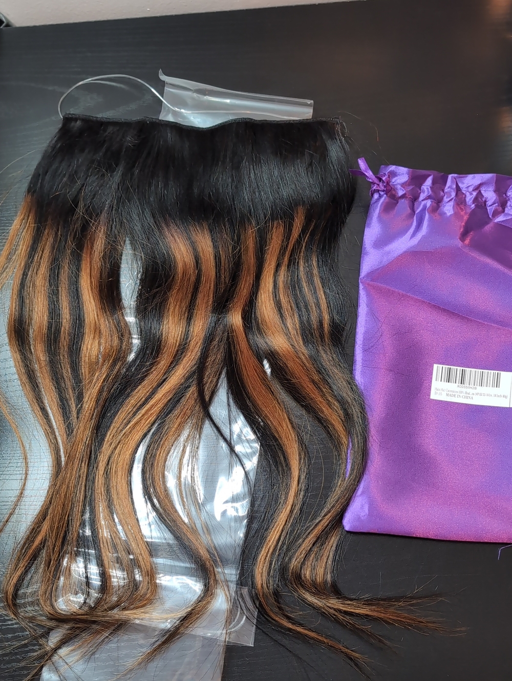 18 In Halo Human Hair Extensions Invisible P1b/33 Caramel Highlights One Piece